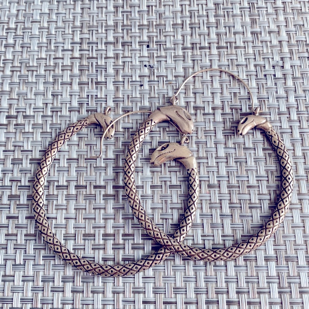 Silver snake earrings